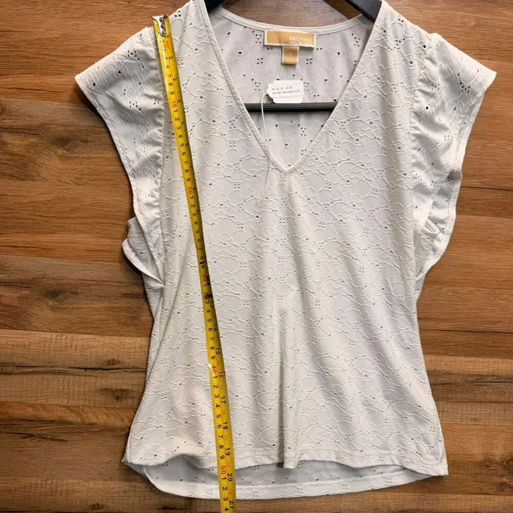 Michael Kors size S White Eyelet V-Neck Women's Top